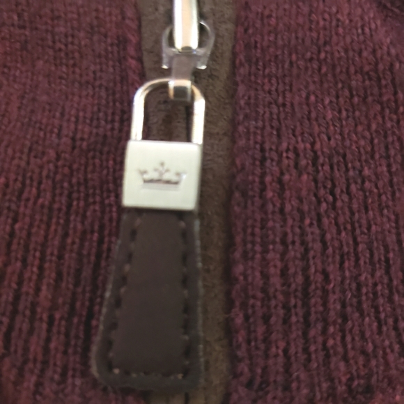 PETER MILLAR Burgundy Heathered Merino Wool 1/4 Zip Mock Neck Pullover Sweater - Picture 7 of 8